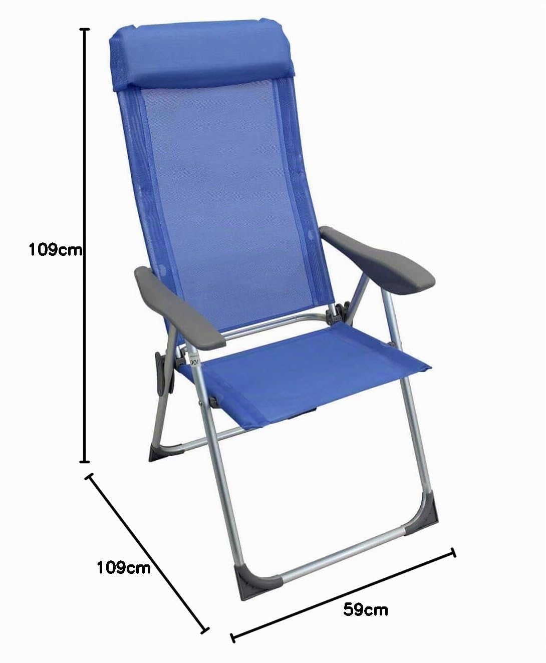 milani home - sdraio mare campeggio, alluminio e textilene, pieghevole prendisole, blu