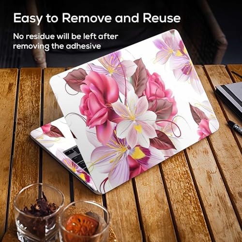 Image of Galaxsia Floral D22 Full Body Vinyl Laptop Skin /Sticker /Cover Upto 15.6 Inches Laptops Laminated-Removable-HD Quality Compatible for Hp-Dell-Sony-Lenovo-Asus etc.(15x10 Inches)