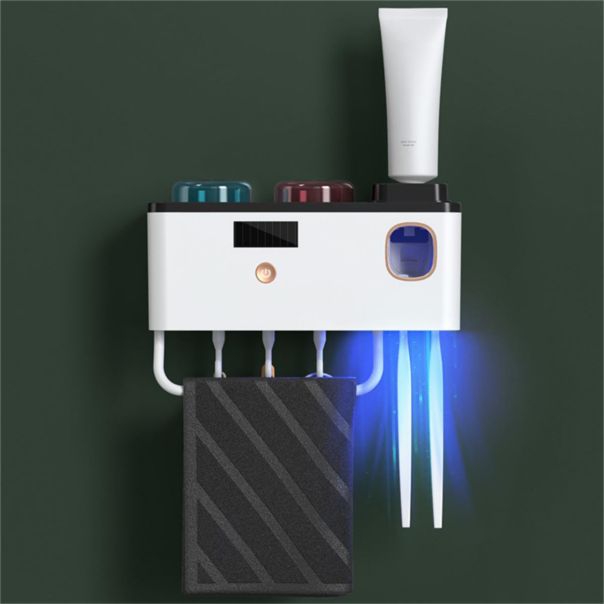 LANMOU Porta Spazzolino Elettrico Bagno, Porta Testine Spazzolino Elettrico Sterilizzatore Spazzolini da Denti Porta Spazzolino da Muro Spremi Dentifricio Automatico con Gancio e Tazze