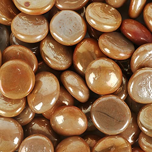 Image of Color Stone Decorative Shiny Glossy Flower Glass Pebbles for Vase Fillers Plant Pots Home Table Garden & Outdoor Decoration (Mud Orange 3Kg)