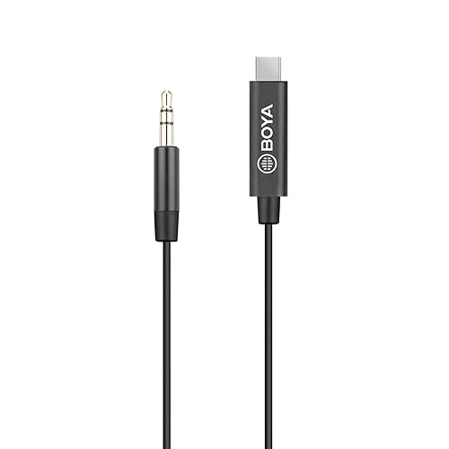 BOYA Cable adaptador TRS a USB-C de 0.138 in, by-K2 Cable macho a USB-C macho (7.9 in) para Samsung Galaxy S10 S9 S8 Plus Note 10+ 10 9 8 LG V40 V30