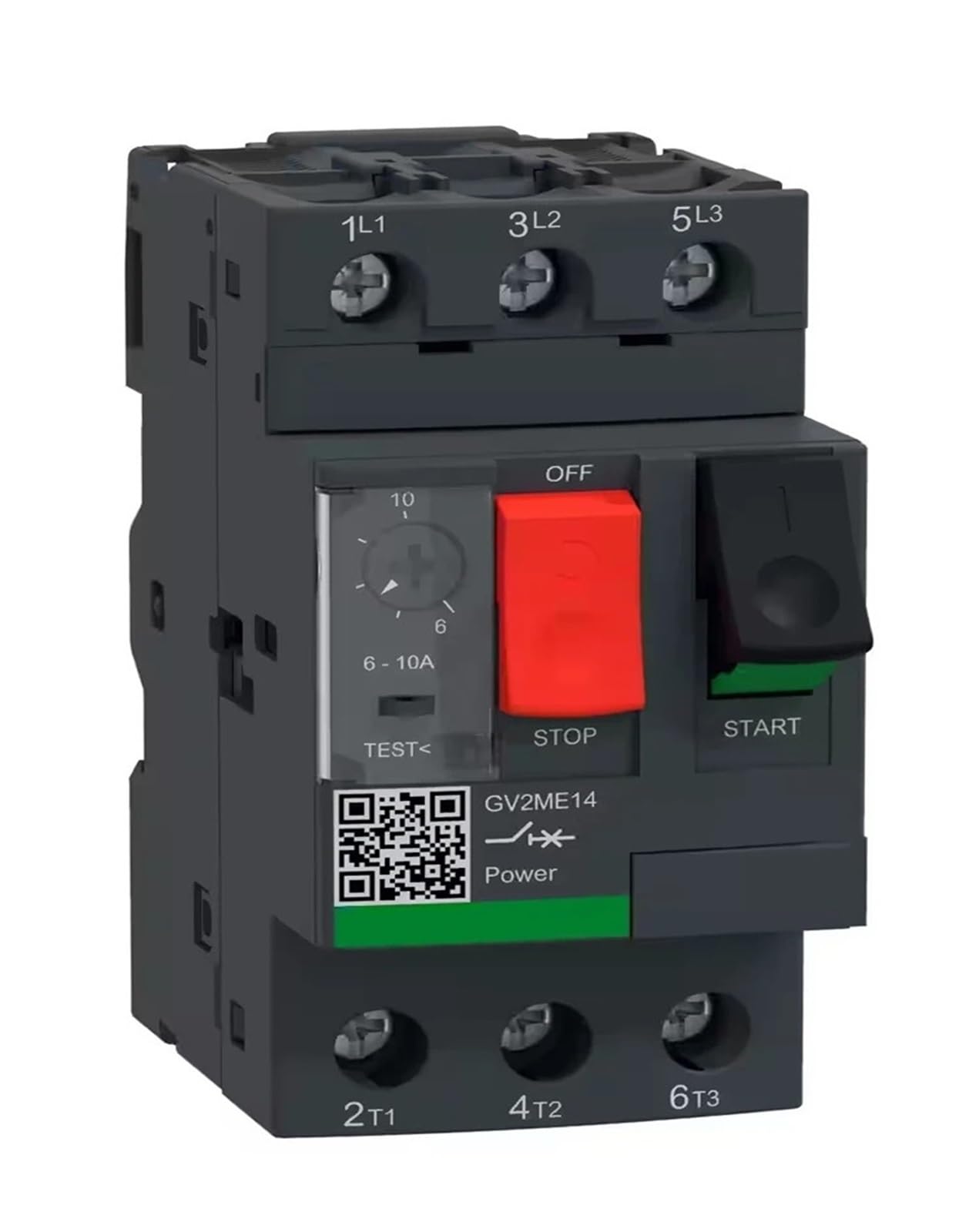 Schwarzer GV2ME14 3P 6–10 A thermisch magnetische Schraubklemmenklemmen Motorschutzschalter