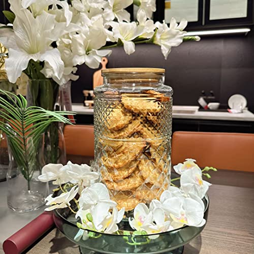 1 Gallon Cookie Jar, Wide Mouth Large Glass Jars With Bamboo Lid, Airtight Storage Food Kitchen Counter Containers For Candy, Flour, Oats, Coffee Bean, Pet Treats, Laundry Pods, Laundry Detergent #TOP1