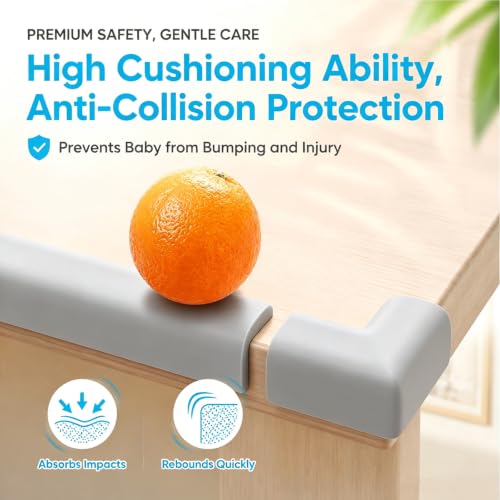 Image of ZOMPAGO Baby Proofing Edge Protector, Grey Foam L-Shape Self-Adhesive Corner Guards, Baby Crib Bumper Pad, Wall & Corner Protector Baby, Foam Corner Protectors for Nursery Kitchen Fireplace Furniture
