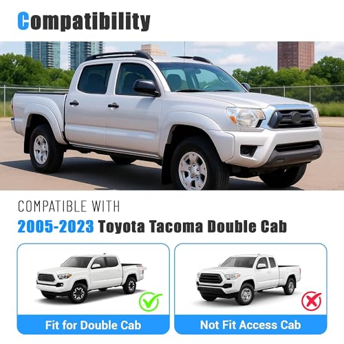HECASA Roof Rack Cross Bars Compatible with 2005-2023 Toyota Tacoma Double Cab Replacement for PT278-35170 Top Rail Crossbars Luggage Carrier Black Aluminum (Will Not Fit Access Cab) by HECASA - Image 2