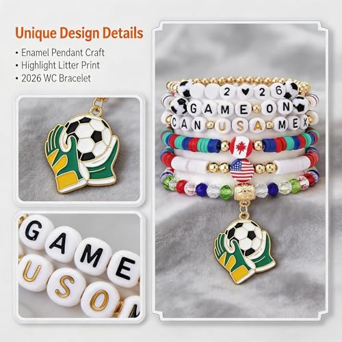 Soccer Theme Charm Bracelet for Fans, Adjustable Sports Bracelet, Game Day Accessories, Friendship Gift for Women Men Teens by Generic - Image 5