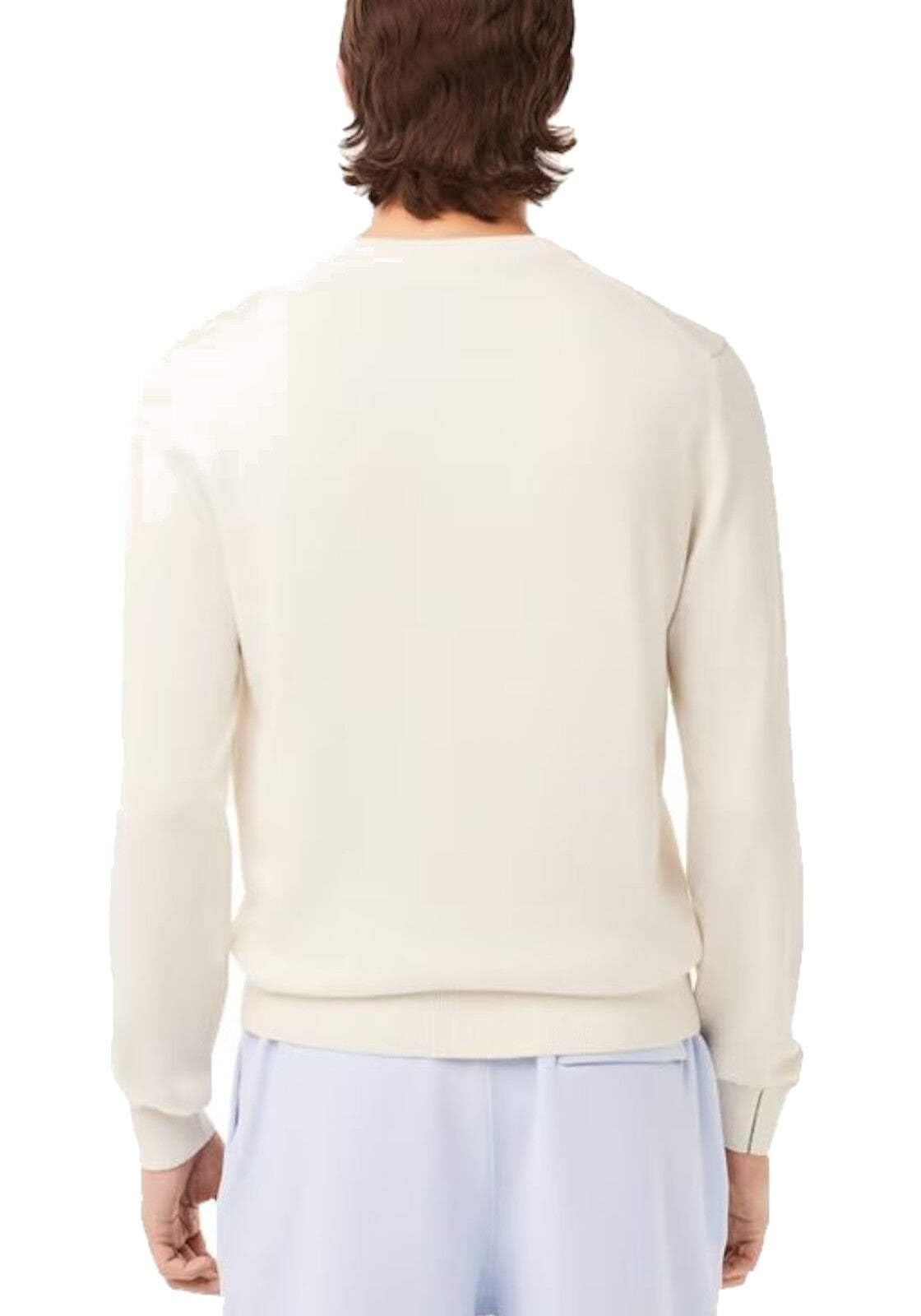 Lacoste Herren Pullover Rundhals AH0128, Männer Basic Strickpulli,Regular Fit,Weiß,6 (XL)