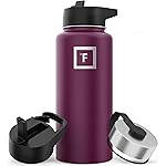 IRON FLASK Camping & Hiking Hydration Flask with Straw, Wide Mouth Insulated Stainless Steel Sports Water Bottle - 32 oz Burgundy