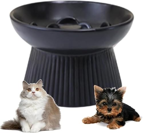 KryZaroS サイズセラミック早食い防止犬猫用フードボウル 台付き高さ調整 倒れない滑り止め 食洗機電子レンジ対応 子犬子猫用 散らばりにくいエサ入れ