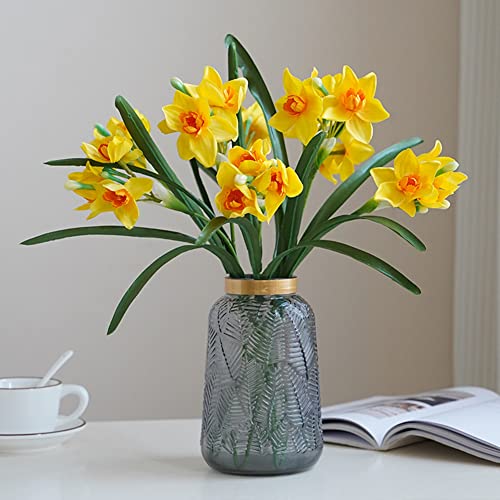 Ahxhwka 20 Pack Artificial Daffodils Flowers 17.7 Inch Yellow Narcissus Spring Flowers Fake Silk Daffodils Arrangement For Home Office Wedding Decor #TOP1