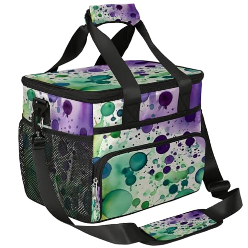 Ink Splashes Insulated Picnic Backpack Lunch Box for Women Men Picnic Basket Tote Lunch Bag Picnic Bag Portable Lunch Bags for Picnic, Beach, Work, Trip,Office, Camp Watercolor Dots