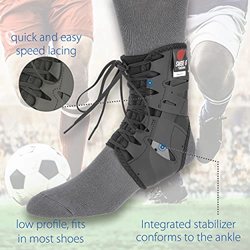 Swede-O Tarsal Lok Laced Ankle Brace, Semi-Rigid Stabilizer, Form-Fitted For Soccer, Football, Basketball, Black, Large #TOP7