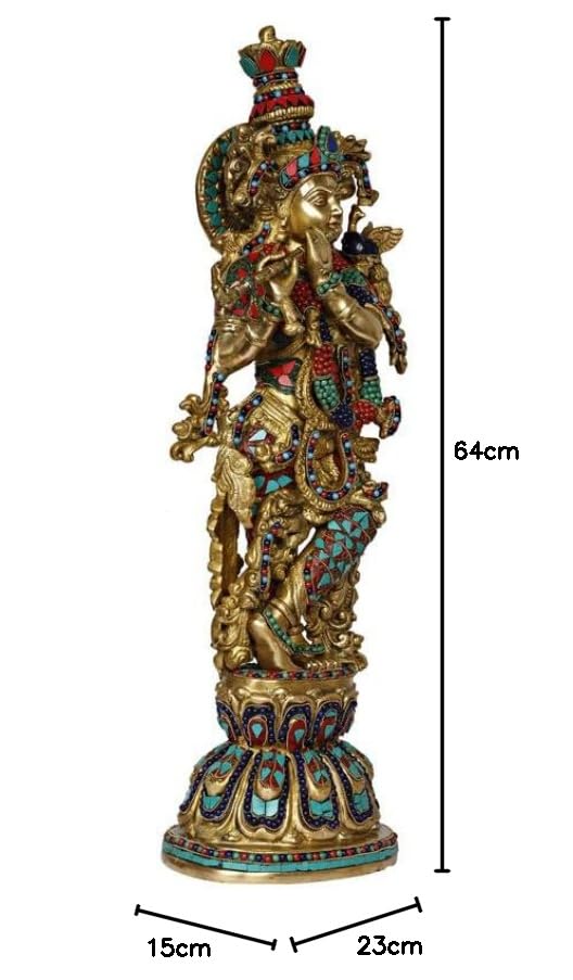 Indian Hindu God Krishna Fine Inlay Religious Décor Statue Idol Showpiece 20