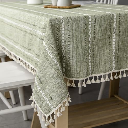 Nappe tissée Jacquard vert olive pour décoration de table de dîner et cuisine