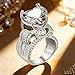 Imagen de Uloveido Unique Platinum Plated Big Love Heart Cubic Zirconia Wide Cluster Architecture Anillos de compromiso para mujeres  Y429