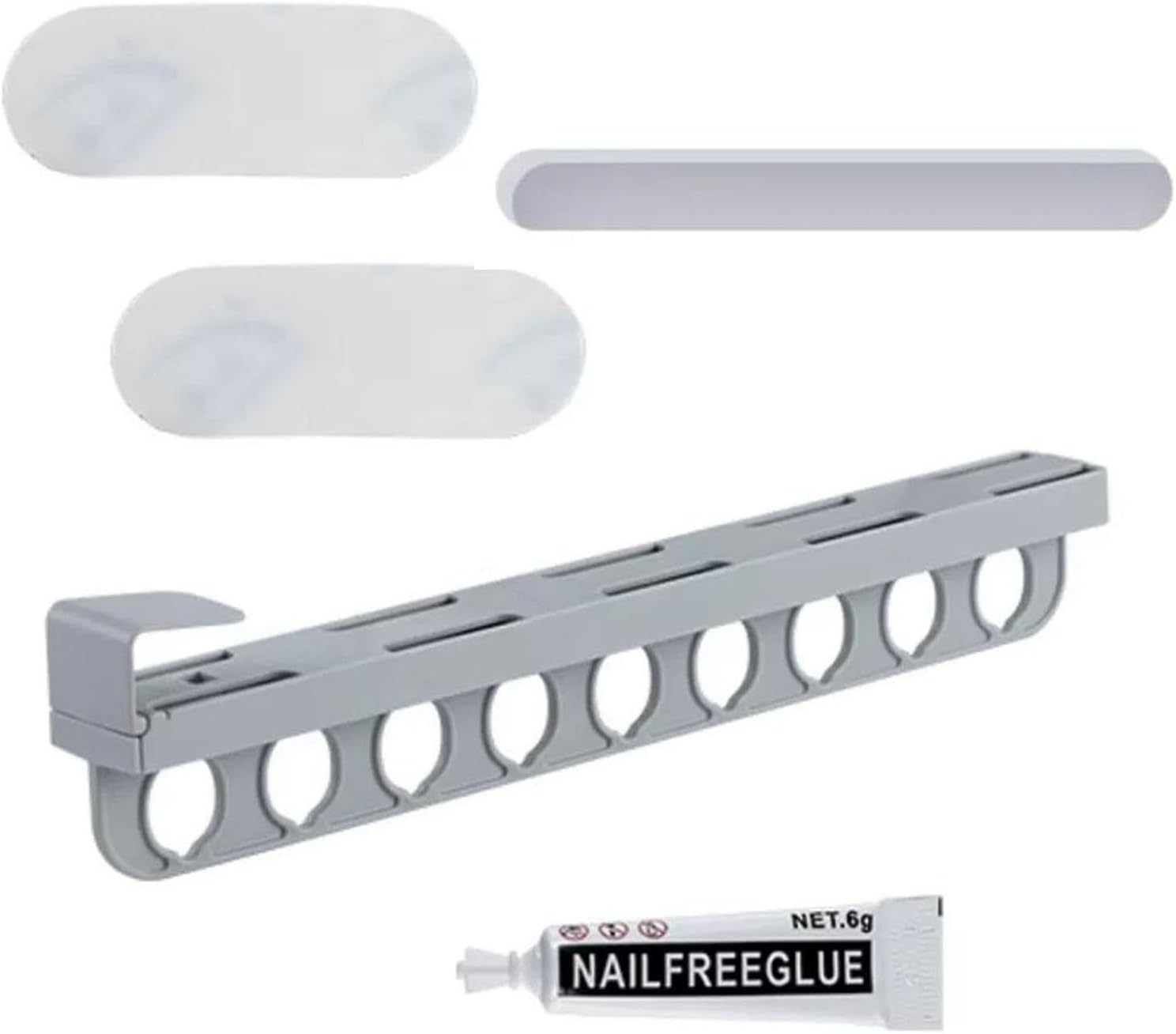 Hangers，Pants Hangers Pull Out Pant Rack Pull Out Clothes Rack Closet Storage Dress Organizer with 9 Hole for Belts(Gray)