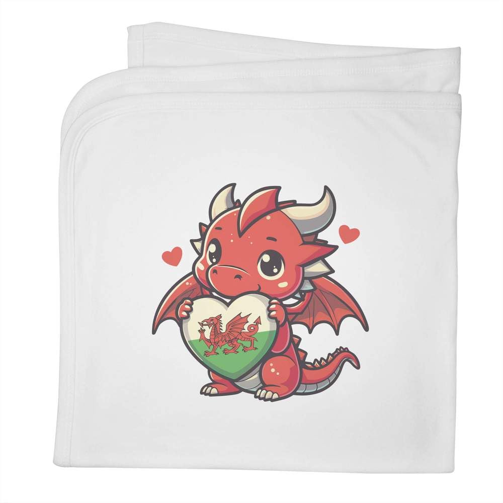 Azeeda 'Cute Baby Welsh Dragon' Baby Blanket - White (BY00044755)