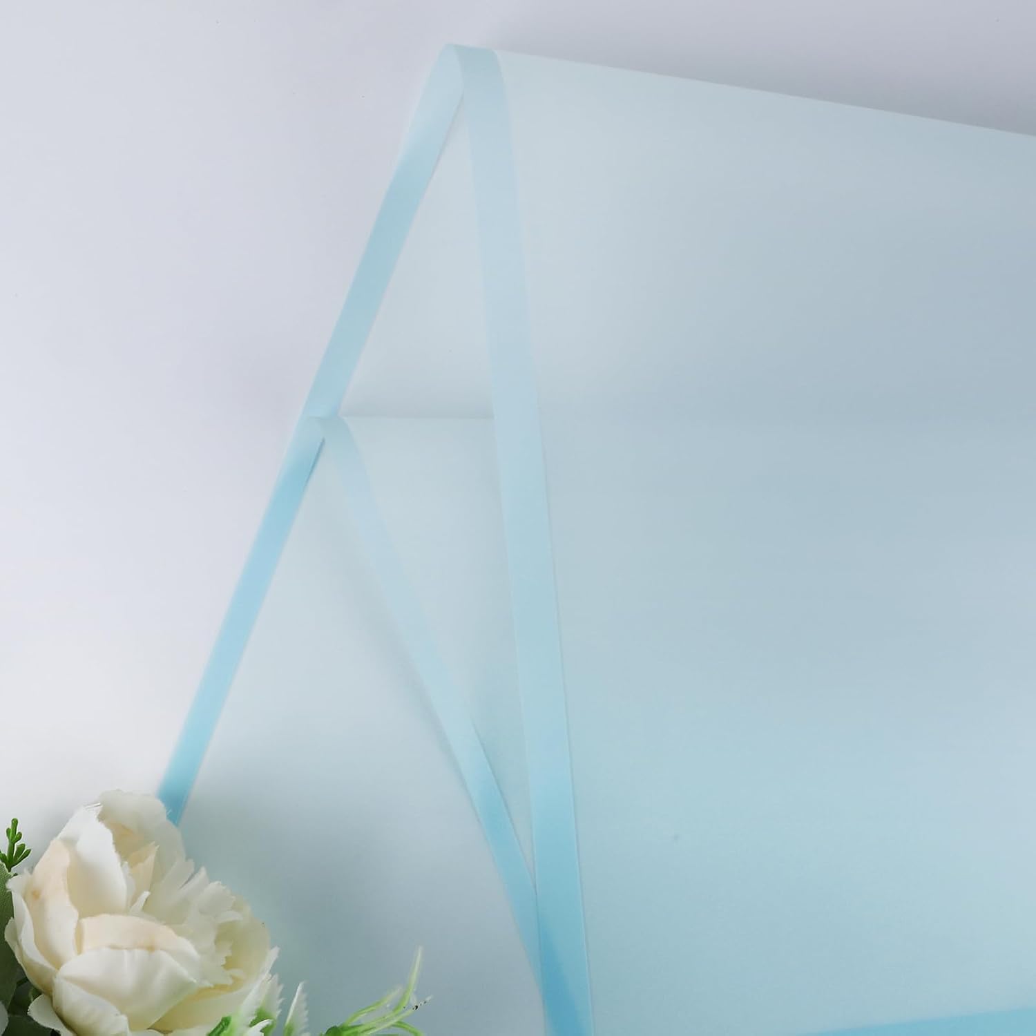 FUHITIM 20 Sheets Flower Wrapping Paper (Translucent Light Blue) image 4