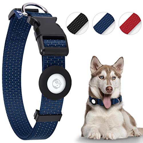 AirTag Collier pour chien réfléchissant Air Tag - Collier pour chien réglable avec support Airtag pour construire un traqueur de chien - Convient pour les garçons et filles de taille moyenne Cover