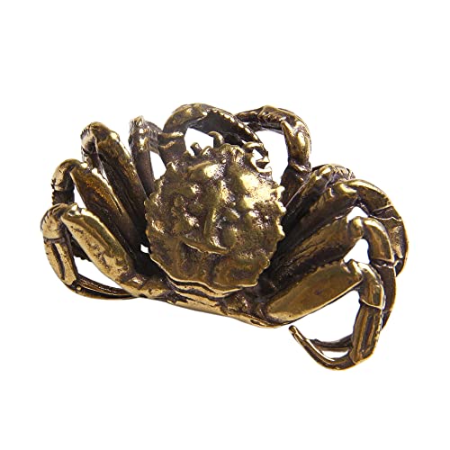 Ximimark 1 Pcs Antique Bronze Small Crab Statue Tea Pet Ornament Pure Brass Solid Animal Miniature Figurine Vintage Home Decoration Accessories #TOP29