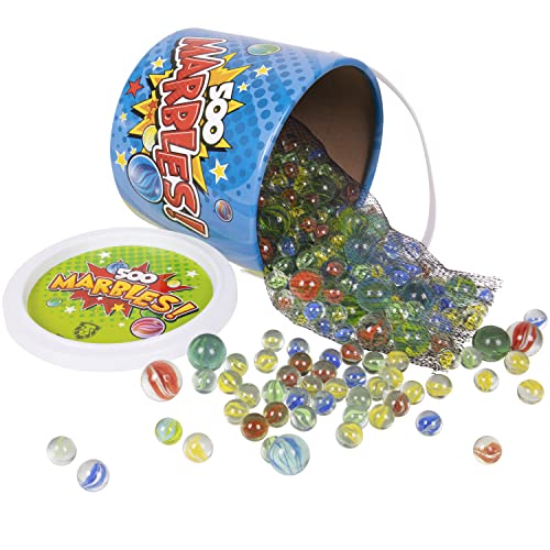 Oig Brands - Assorted Classical Colorful Glass Marbles Game Fun Retro Toys I Variety Of Patterns For Crafting, Party Favors & House Decor - 500 Pack For Kids Bulk Set #TOP2
