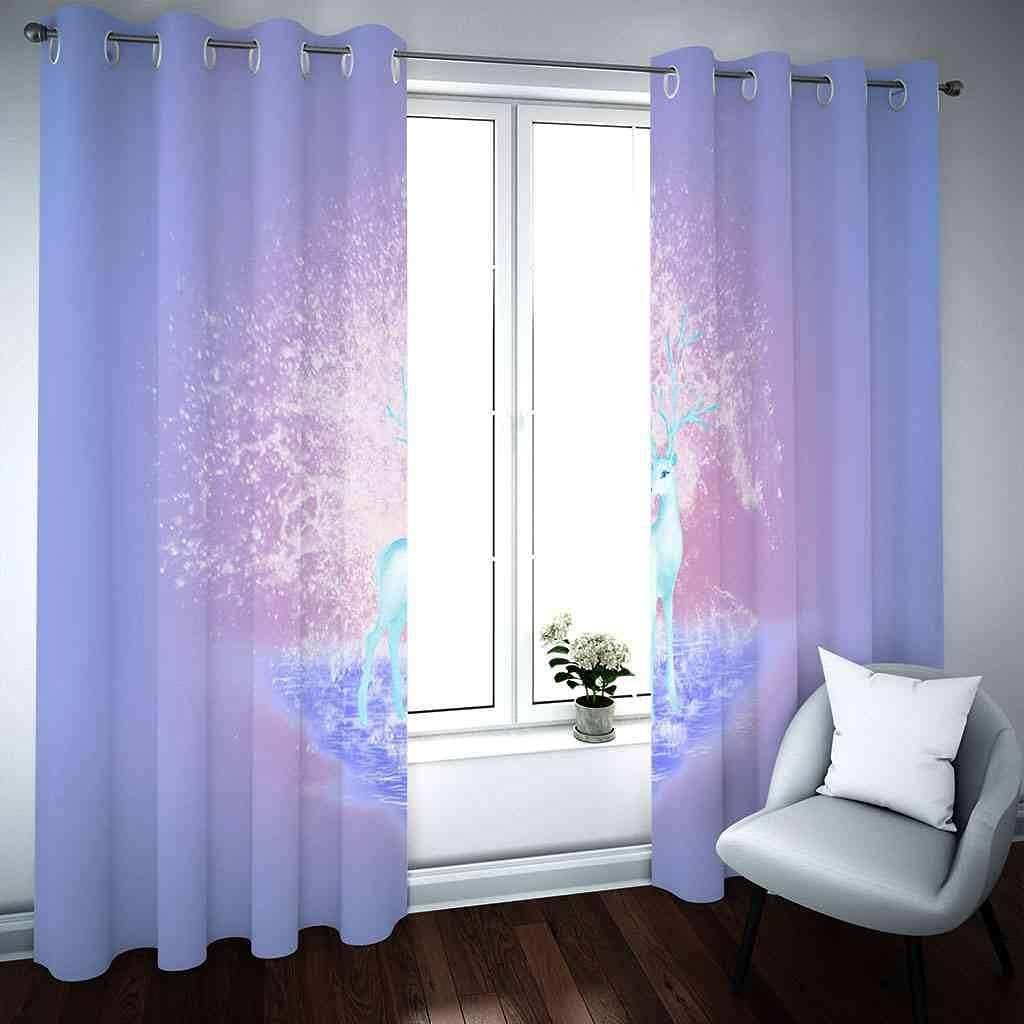 Modern Blackout Curtains with Eyelet 3D Printed Thermal Insulated Window Treatments Animal elk Purple Art Living Room Bedroom Window Drapes 2 Panel Set 72" X 108" (2XW27.5"xL63")