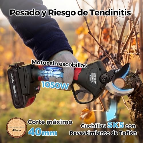 Miniatura 3 de Laecabv Tijeras De Podar Electricas 40mm Tijeras De Podar Bateria Progresivo Podadora Eléctricas 2 Recargable Litio Batería Para Jardinería Viñedos Árboles Frutales
