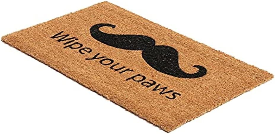 Onlymat Wipe Your Paws Printed Anti-Slip Doormat (Black, Brown) Rectangular Shaped Entryway Rug Natural Coir with PVC Backing for Outdoor Entrance Home Mats Floor Door Hall Living (75cm x 45cm)
