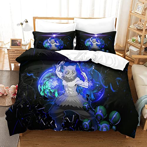 Fundas de edredón con Estampado 3D de Demon Slayer, Juego de Funda de edredón con Personajes de Anime de Microfibra ultrasuave Juegos de Ropa de Cama Individuales (135x200cm) Cover