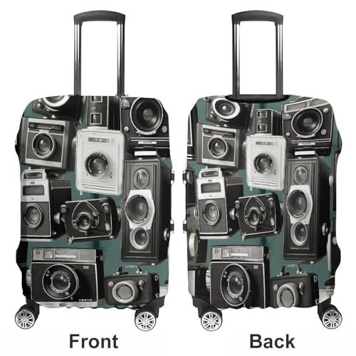 Retro Cool Camera Collection Luggage Cover, Washable Elastic Suitcase Cover Protector Fit 18-32 Inch Luggage3