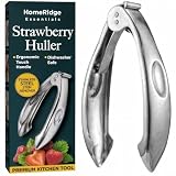 Strawberry Huller to Easily Remove Stems - Stainless Steel Tomato Corer Tool - Easy Locking Ergonomic Handle - Dishwasher Safe - Quick Dessert Prep