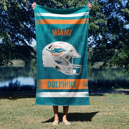 Image of Northwest NFL Miami Dolphins Microfiber Beach Towel, 30 x 60 Inches - Quick Dry, Sand Resistant, Lightweight, Highly Absorbent, Blitz Design