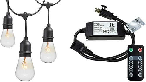 Miniatura 9 de Newhouse Lighting Tira de luces para exteriores con enchufes colgantes, tecnología resistente a la intemperie, cable de 48 pies, 18 bombillas
