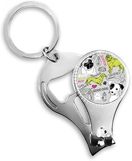 Cartoon Dog Text Toy Illustration Pattern Nail Nipper Ring Key Chain Bottle Opener Clipper