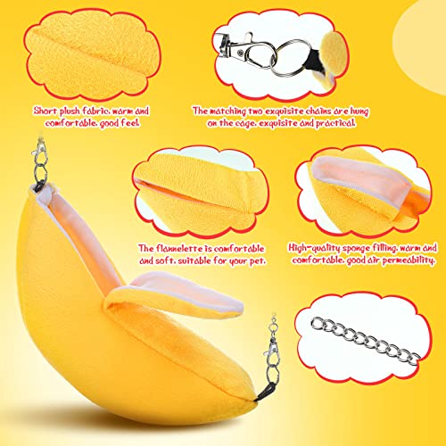 3 Pack Banana Hamster Bed Accessories Hammock Small Animal Warm Bed House Cage Nest, Hamster Ferret Rat Accessories For Sugar Glider Hamster Small Bird Pet (Banana) #TOP4