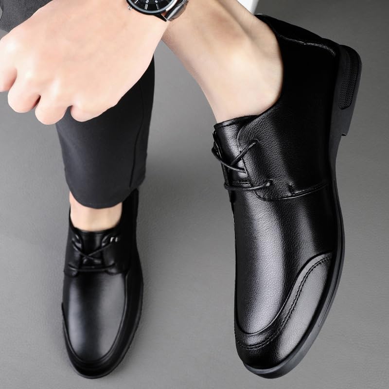 Oxford Dress Shoes for Men Lace-up Genuine Leather Heel Non Slip Low Top Rubber Sole Uniform Wingtip Uniform2