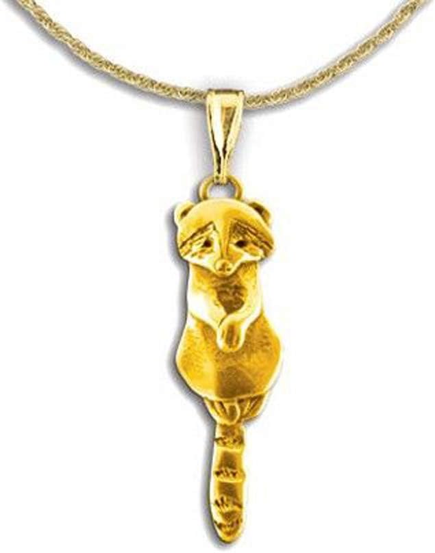 14k Gold Raccoon Pendant - Wildlife Lover Gifts