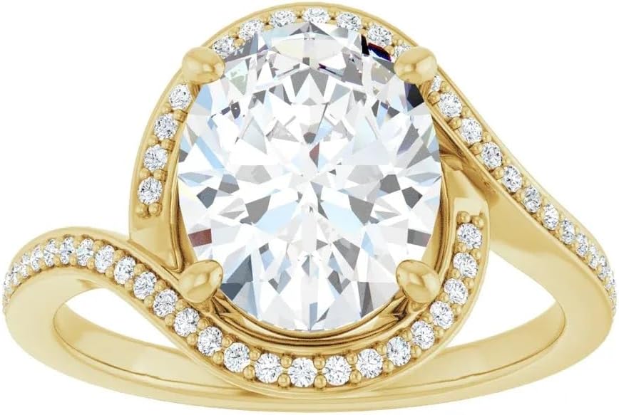 2.00 CT Oval Cut Moissanite Engagement Pave Ring Bypass Style Diamond Wedding Ring Elegant Four Prong Setting 925 Sterling Silver, Solid 10K/14K/18K Gold Ring Gift For Her