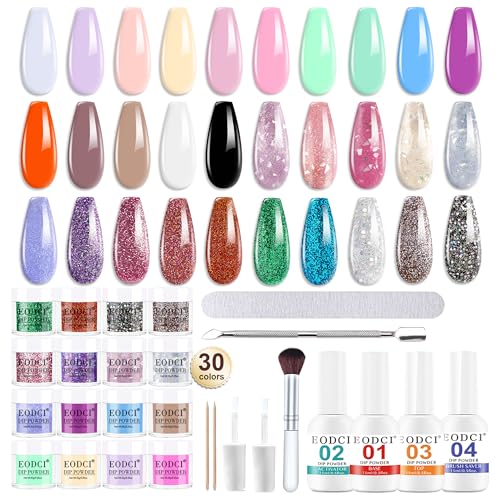 EODCI EODCI Dip Powder - Kit de manicura francesa en polvo, 30 colores, con base activadora y capa superior, juego de manicura francesa, juego de uñas acrílicas para manicura