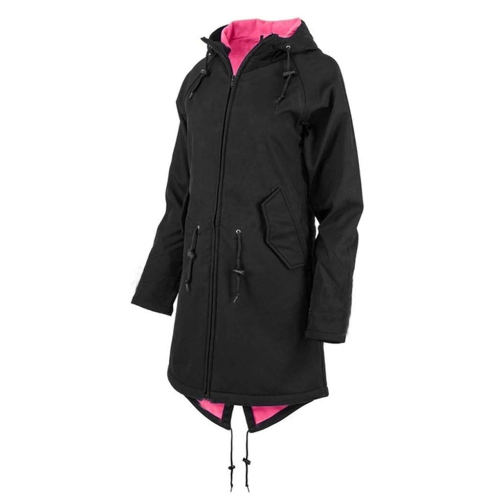 Generisch Leichte Daunenjacke Damen Winddichte Jacke Long Rain Outdoor-wasserdichtes Damenmantel mit Kapuziner-Mantel massiv