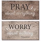 ZONWUTHY 2 Pieces Brown Bathroom Decor Bible Prayer Bathroom Accessories Christian Religious Gift Brown Room Decoration For Home Bedroom Office Church Kitchen Decor, 12 x 6 Inches