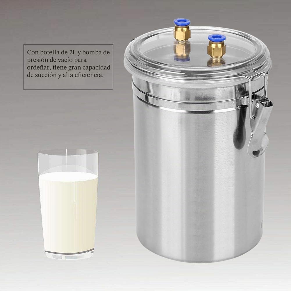 Zerodis 2L Ordeñadora de Vacas Oveja de Ganado de Acero Inoxidable portátil, Ordeñadora de Cabra de Oveja al vacío para el hogar Granja a pequeña Escala(Sheep)