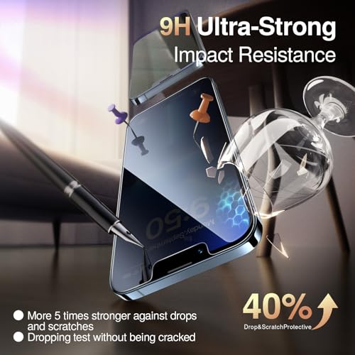 Image of SMARTDEVIL 2 Pack Privacy Screen Protector for iPhone 13 /13 Pro /14, [Anti-Spy] [Military-Grade Shatterproof] [9H Hardness] Tempered Glass, [Easy Installation] Bubble-Free & Case-Friendly, Dust-Free Box