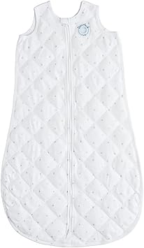 DREAMLAND BABY Nursery,Bedding,Blankets & Swaddlers,Swaddles DREAMLAND BABY Weighted Sleep Sack | Gently Weighted Sleep Sack | 100% Natural Cotton | 2-Way Zipper | Machine Washable and Dryable | White with Gray Star, MD (6-12 Mo.) (DB)