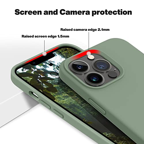 Otofly Designed For Iphone 13 Pro Case,[Silky And Soft Touch Series] Premium Soft Liquid Silicone Rubber Full-Body Protective Bumper Case For Iphone 13 Pro 6.1 Inch,Calke Green #TOP5