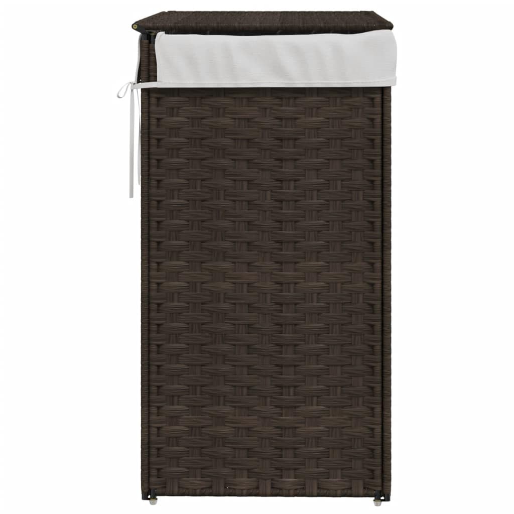 Kosz na pranie z pokrywką 46x33x60 cm Poly Rattan ciemnobrązowy
