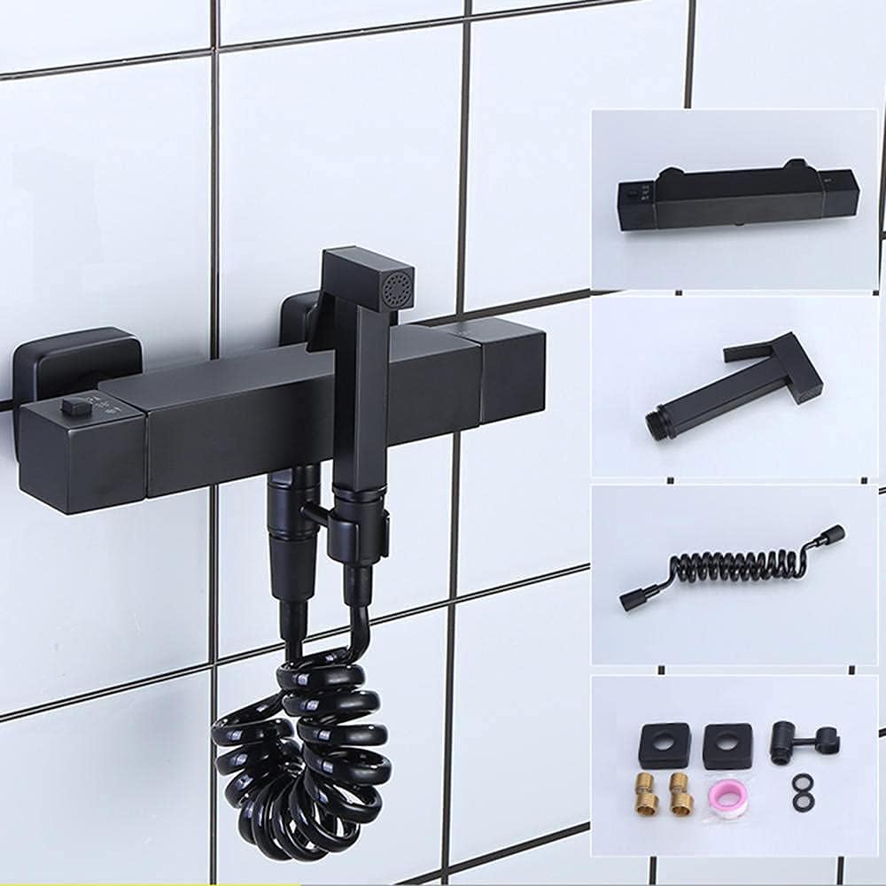 Mixer Bidet Shower Bathroom Shower Bidet Taps Spray Toilet Cleaning Faucet Toilet Bidet Sprayer Bathroom Sprayer Toilet Bidet Shower Head-Black-B