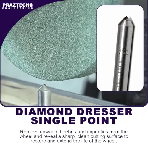 PRAZTECH® Diamond Dresser Single Point Grinding Wheel Tapered Point Tool 2.00 Carat - 1/2 Inch x 6 Inch
