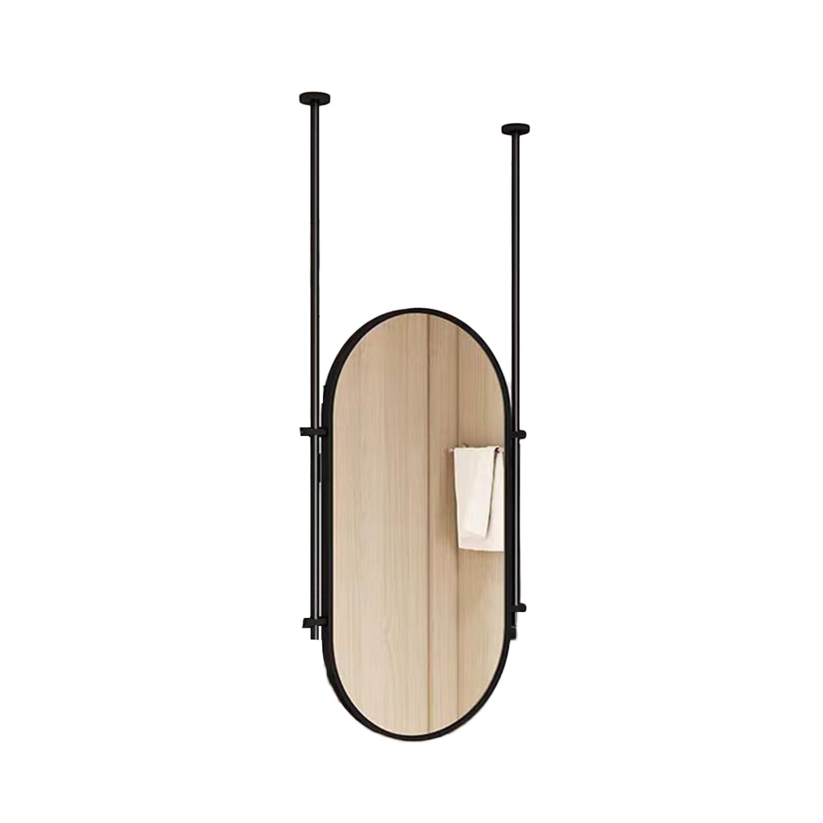 WJFTODAY Customizable Oval Ceiling Mirror - Elegant Wall Vanity Makeup Decorative Mirror (Black, 60x100cm) - Stylish Home Décor for Modern Interiors
