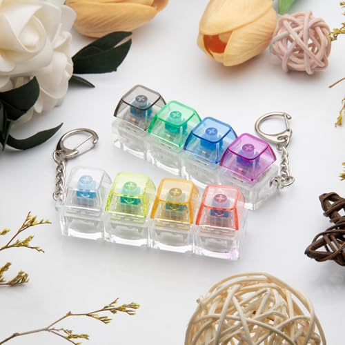 Image of 2 PCS Keyboard Fidget Toy, Keyboard Fidget Keychain 4-in-1 Keyboard Decompression Button Finger Clicker Toys, Keychain Button Stress Relief Fidget Gifts to Relief Stress (Transparent)